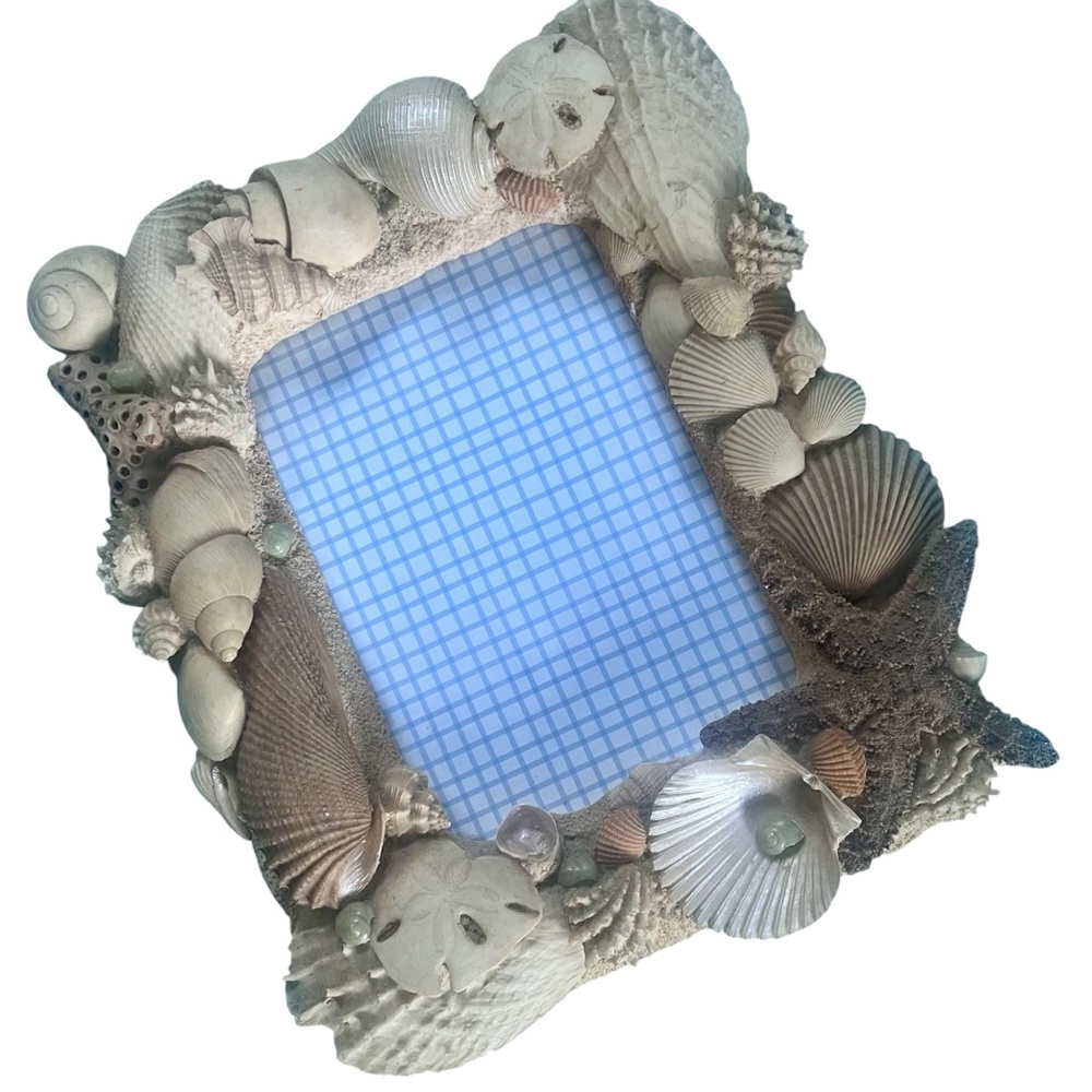 Vintage “FRAME•OLOGY” Seashell Photo Frame - amazing detail - ext. 8x10/pic 4x6
